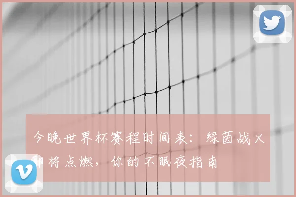 今晚世界杯赛程时间表：绿茵战火即将点燃，你的不眠夜指南